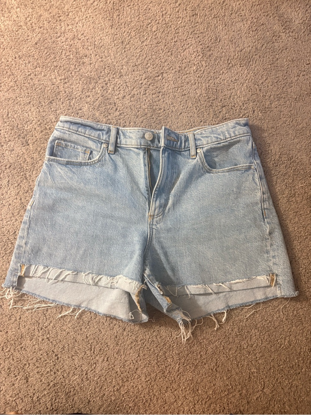 LOFT Light Blue Distressed Denim Cutoff Shorts